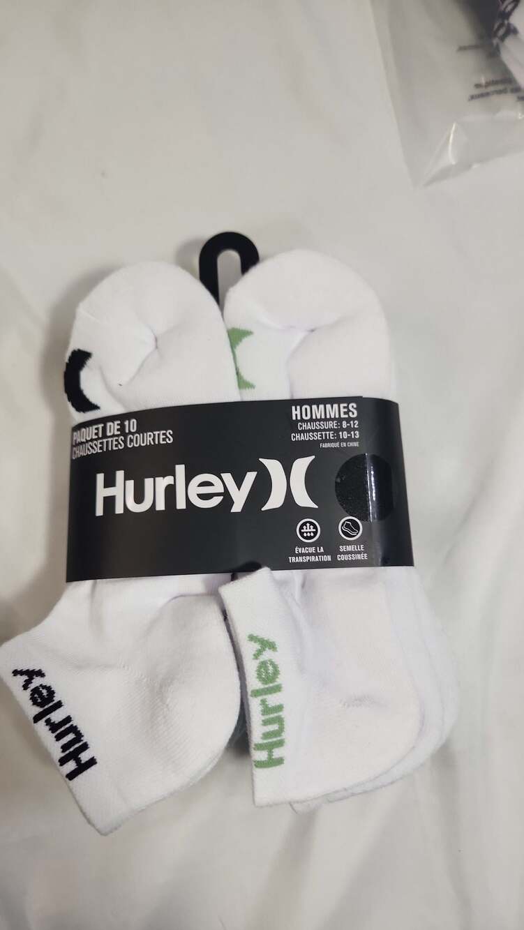 Hurley Men's 10-Pack Low Cut Cushioned Socks, White, Size 10-13 - Picture 2 of 4